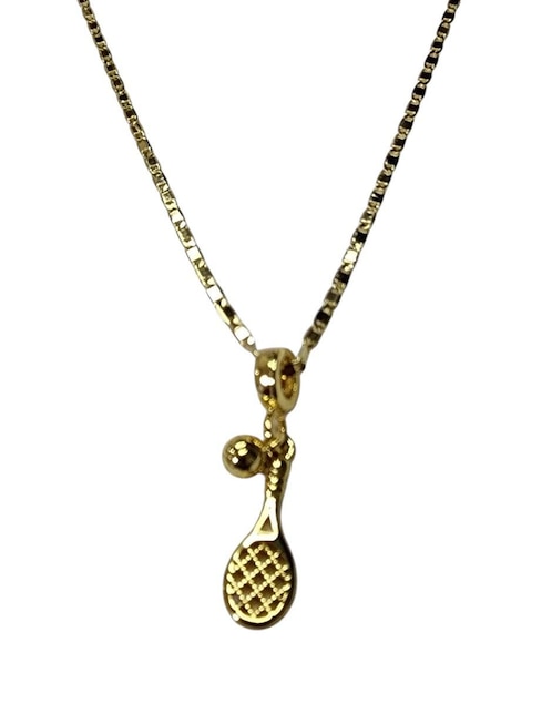 Collar con dije de raqueta Limerence By Claudia Herrera Tennis de oro laminado 14 K