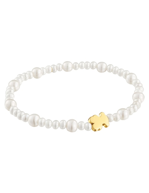 TOUS Pulsera Tous de oro amarillo con perla 18 k Sweet Dolls con acabado brillante