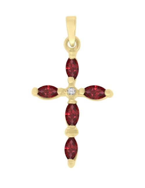 Dije de cruz eva de oro 14 K rubí y diamante 1