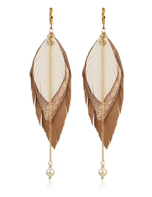 Aretes largos de pluma 1