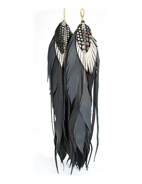 Aretes largos de Pluma 1