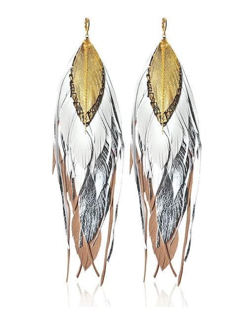 Aretes largos de pluma 1