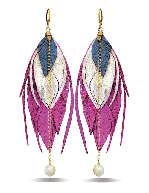 Aretes largos de pluma Vangania