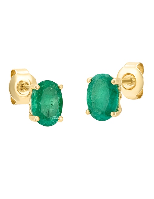 Broqueles Cristal Joyas de oro amarillo 14 K esmeralda