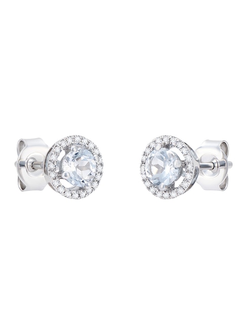 Broqueles Cristal Joyas de oro blanco 14 K topacio y diamante