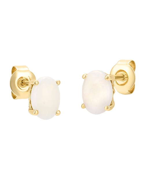 Broqueles Cristal Joyas de oro amarillo 14 K ópalo