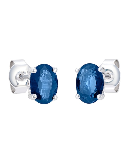 Broqueles Cristal Joyas de oro blanco 14 K zafiro