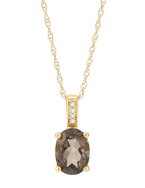 Collar con dije ovalado Cristal Joyas de oro amarillo 14 K