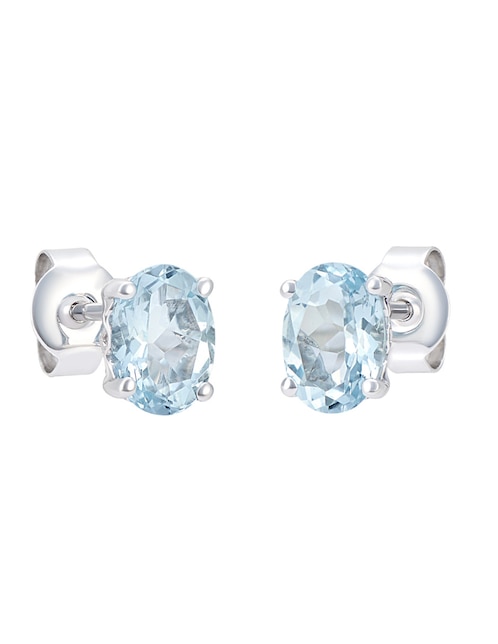 Broqueles de óvalo Cristal Joyas de oro blanco 14 K aguamarina