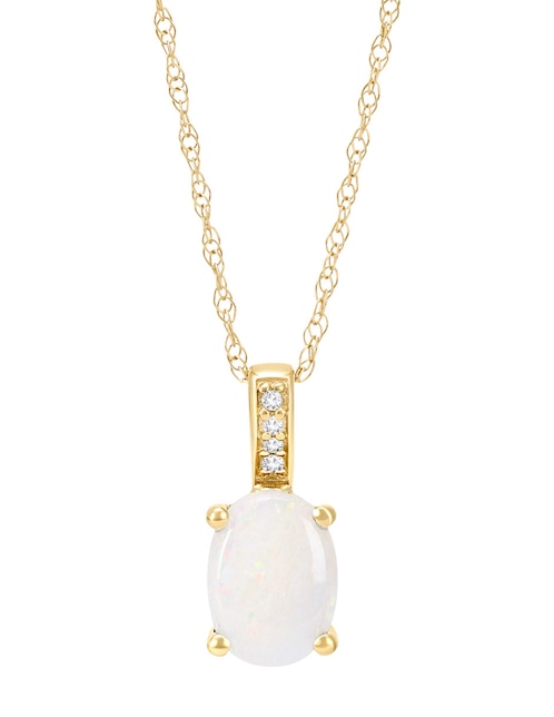 Collar con dije ovalado Cristal Joyas de oro amarillo 14 K