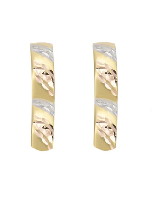 Aretes huggies Cristal Joyas de oro florentino 14 k con acabado diamantado