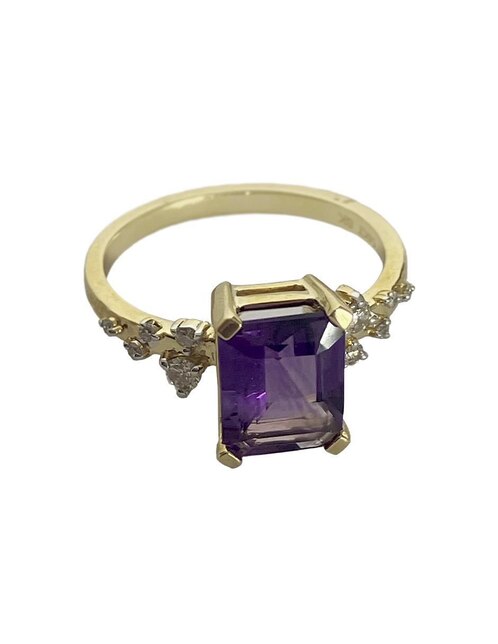 Anillo 14 k de oro amatista troquelado Anillo 14 k de oro amatista troquelado
