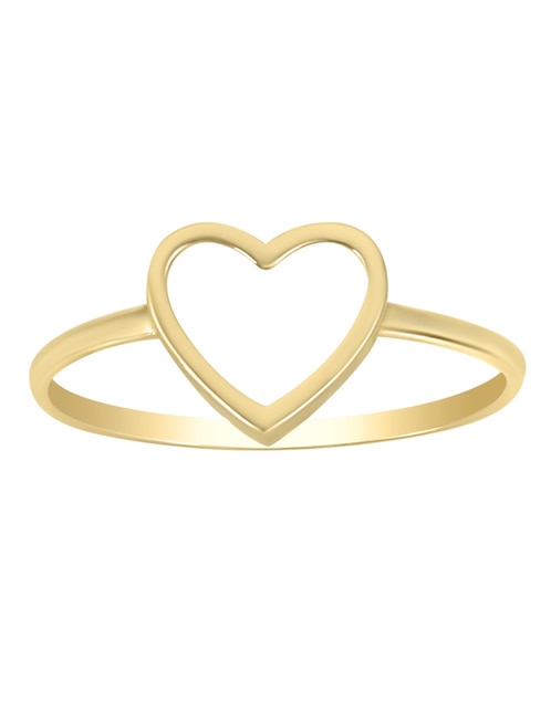 Anillo de corazón Cristal Joyas 14 k de oro amarillo brillante