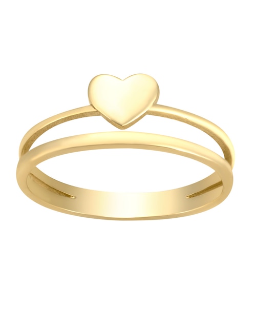 Anillo de corazón Cristal Joyas 14 k de oro amarillo brillante