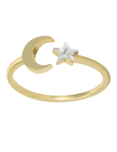 Anillo de luna Cristal Joyas 14 k de oro amarillo brillante