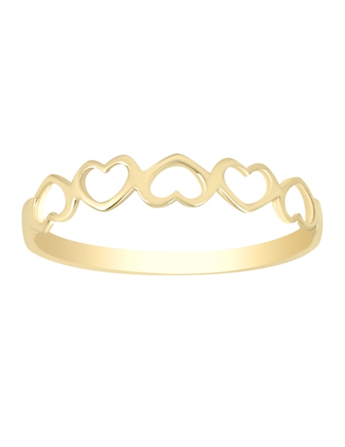 Anillo de corazón Cristal Joyas 14 k de oro amarillo brillante