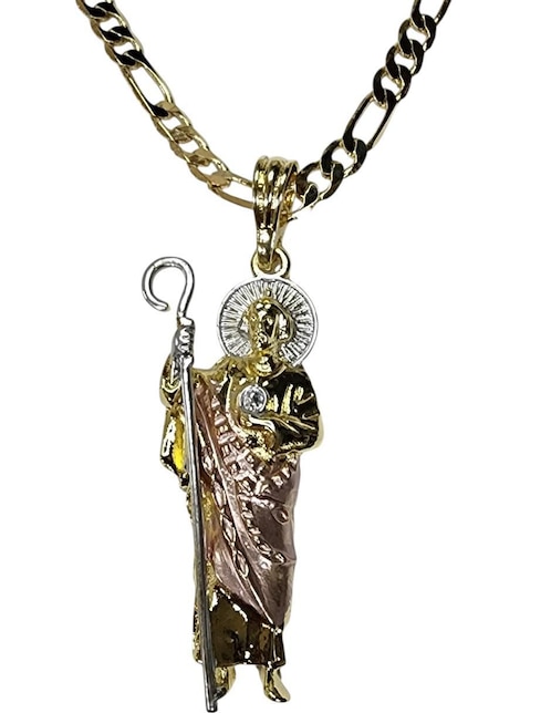 Collar con dije San Judas Tadeo Limerence By Claudia Herrera de oro laminado 14 K
