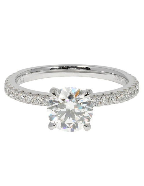 Solitario de oro blanco 14 k Pave Petite 1