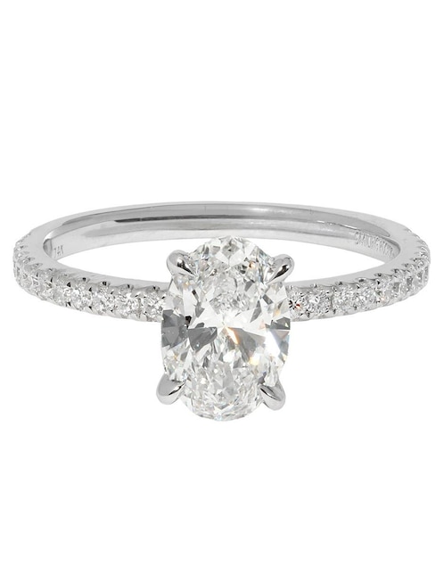 Solitario de oro blanco 14 k Pave Petite 1