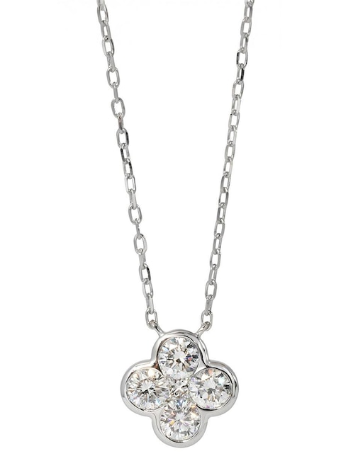 Collar con dije de flor Flora de oro blanco 14 K 1