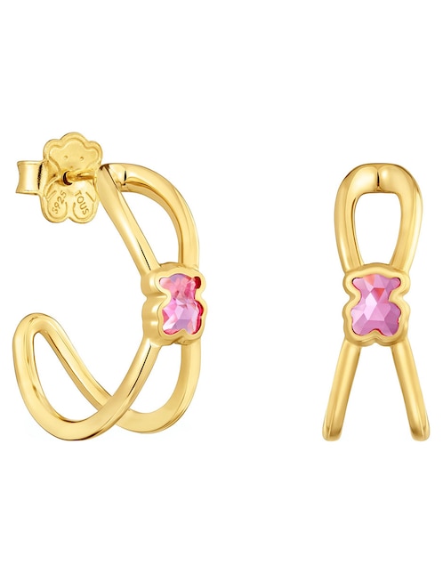 Aretes de oso Tous Icon Color Lgg de plata P925 con acabado brillante rubí