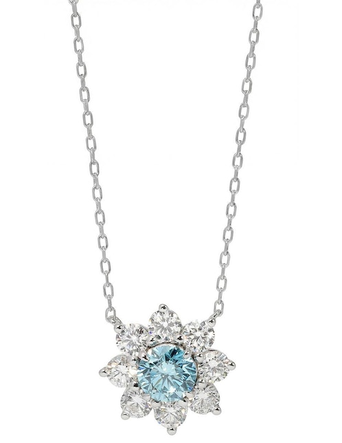 Collar con dije de flor Smiling Rocks Flora de oro blanco 14 K
