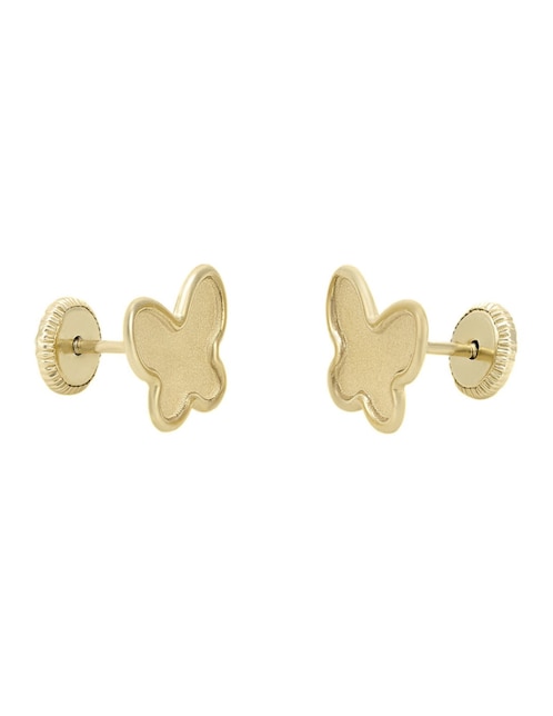 Broqueles de mariposa de oro amarillo 14 K