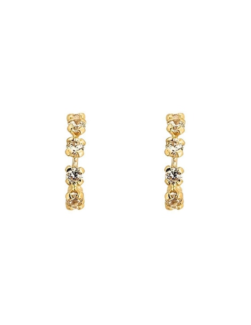 Broqueles Punto Metálico de oro amarillo 10 k con acabado pavé zirconia