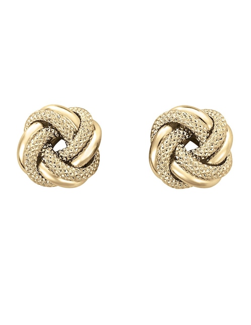Broqueles de nudo Cristal Joyas de oro amarillo 14 k con acabado pulido
