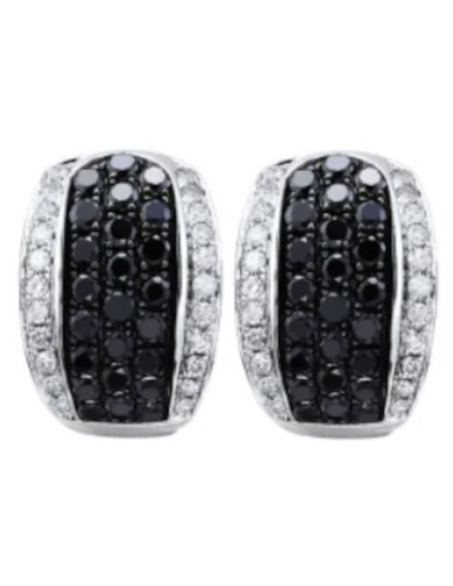 Aretes huggies Cristal Joyas de oro blanco 14 k con acabado pulido diamante