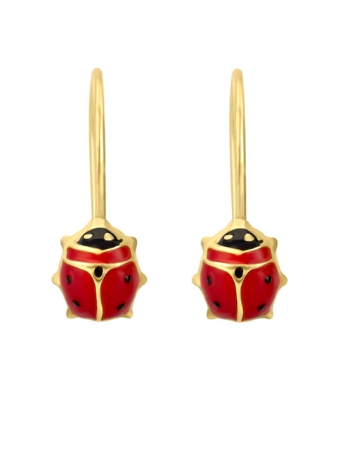 CRISTAL JOYAS Aretes largos de catarina Cristal Joyas de oro amarillo 14 k con acabado pulido