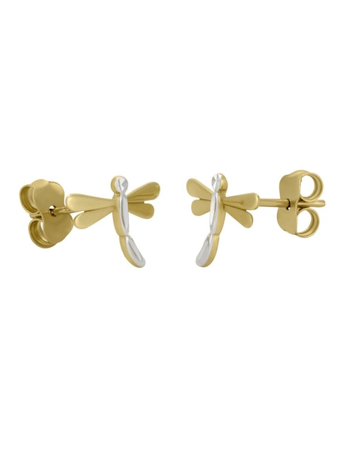 Broqueles de libélula Cristal Joyas de oro 14 k con acabado pulido