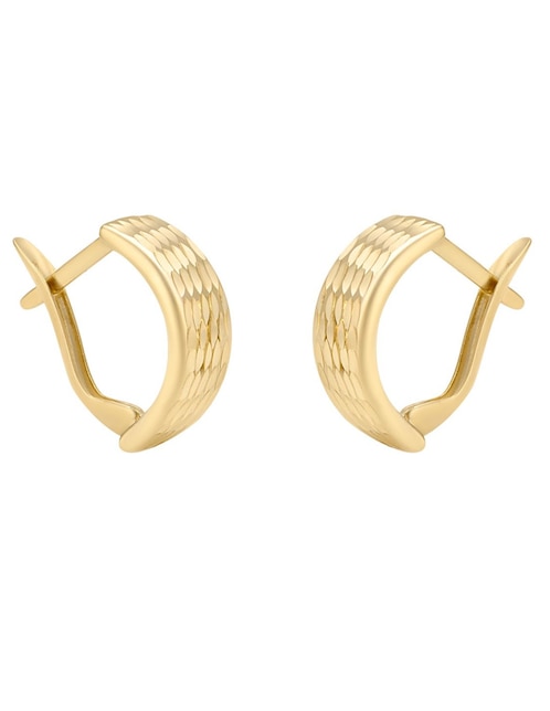 Aretes huggies Cristal Joyas de oro amarillo 14 k con acabado pulido