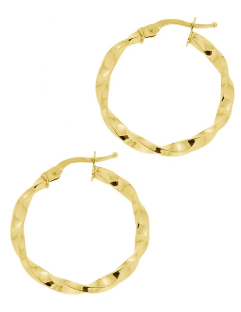 Arracadas Cristal Joyas de oro amarillo 14 k con acabado pulido