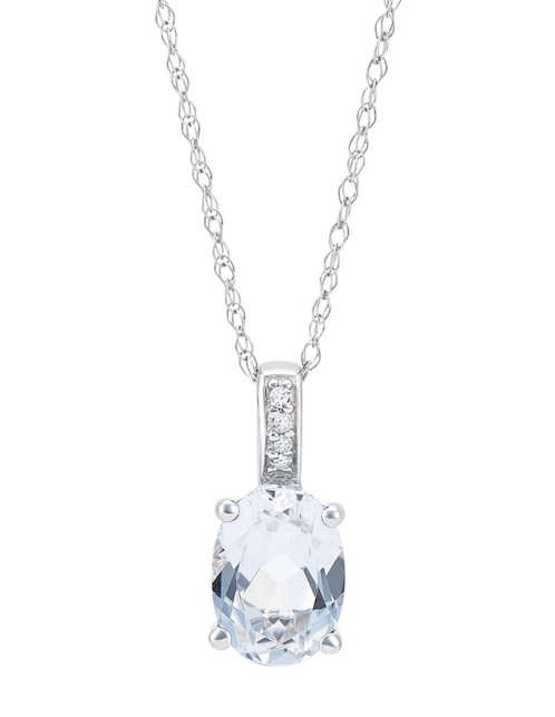 Collar con dije ovalado Cristal Joyas de oro blanco 14 K