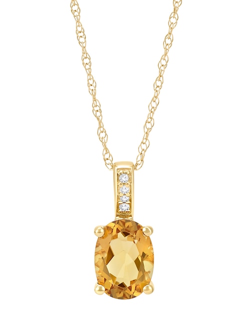 Collar con dije ovalado Cristal Joyas de oro amarillo 14 K
