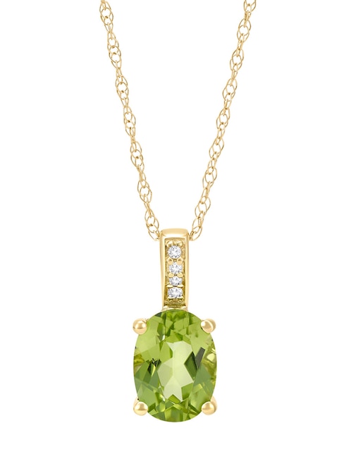 Collar con dije ovalado Cristal Joyas de oro amarillo 14 K
