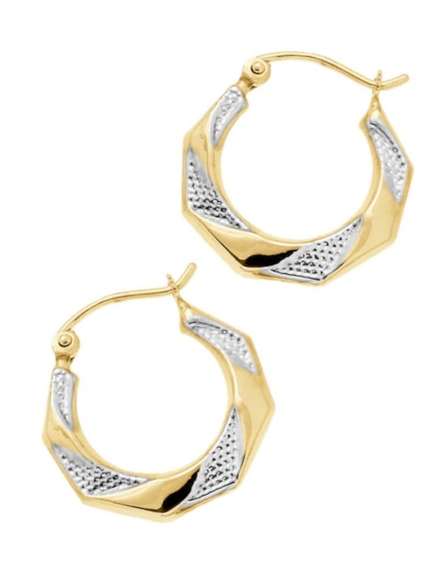 Arracadas hexagonales Cristal Joyas de oro 14 K con acabado pulido
