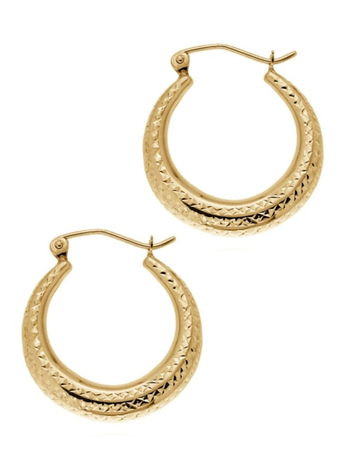 Arracadas redondas Cristal Joyas de oro amarillo 14 K con acabado pulido