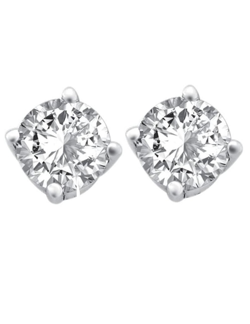 Broqueles redondos de oro blanco 14 K con acabado brillante diamante