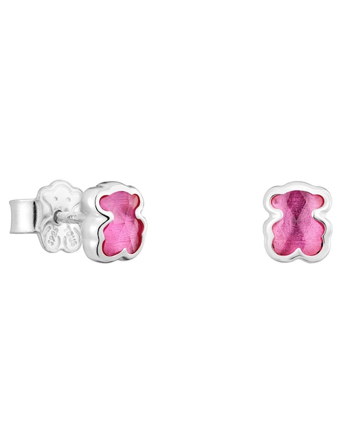 Aretes de oso Tous de plata P 925 con acabado brillante rubí