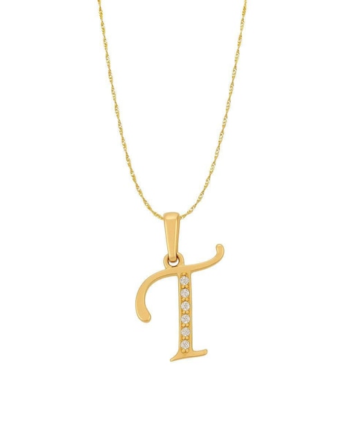 Collar con dije de letras de oro amarillo 14 K