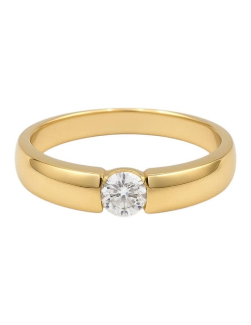 Anillo con gema circular Joyería M De Leon 14 k de oro amarillo zirconia pulido