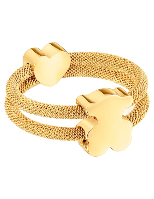 Anillo Tous Icon Mesh Oso de plata P 925 con acabado baño de oro