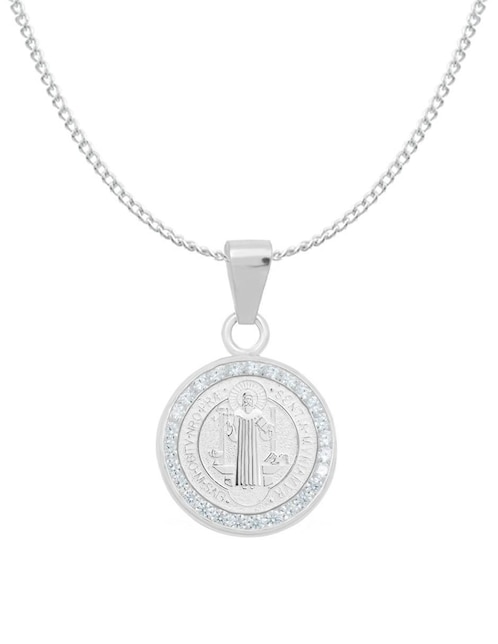 Collar con dije San Benito Clepsidra de plata P 925