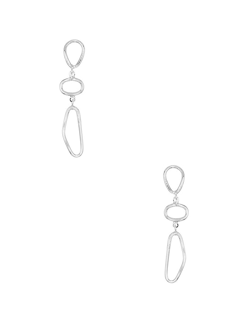 Aretes largos de plata P 925 con acabado baño rodio 1