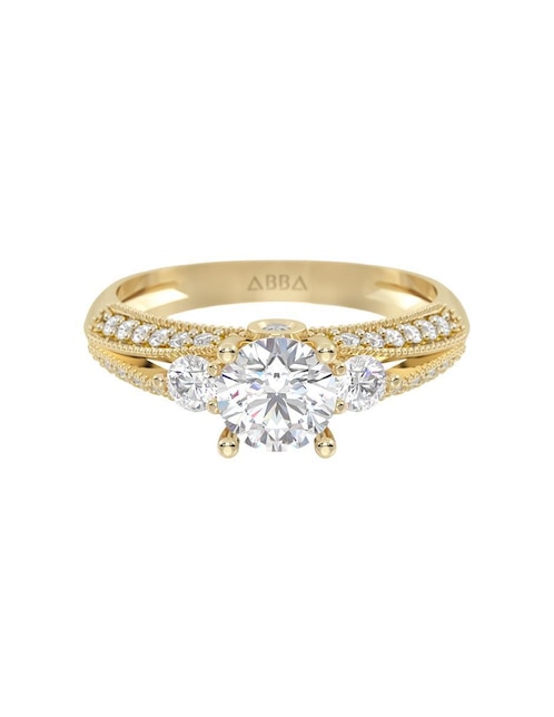Anillo de compromiso "de" oro 10 k abba joyas sin familia zirconia