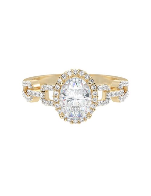 Anillo de compromiso "de" oro 10 k abba joyas sin familia zirconia