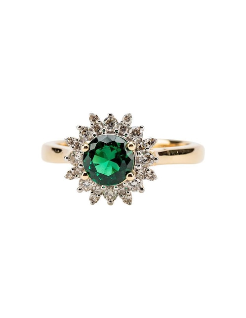 Anillo Lucie 14 k de oro esmeralda troquelado