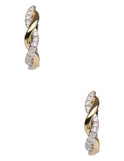 Aretes cortos de oro 14 K con acabado baño de oro zirconia 1